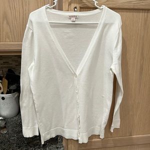Merona brand v neck light weight button sweater in white size L.